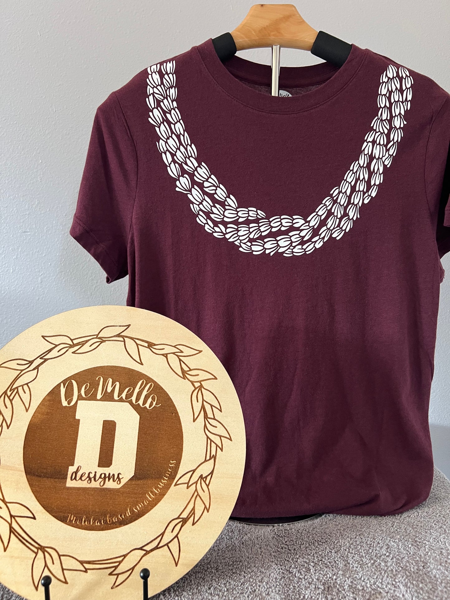 Pikake Lei on Burgundy