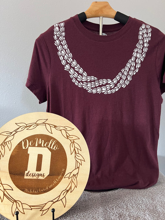 Pikake Lei on Burgundy