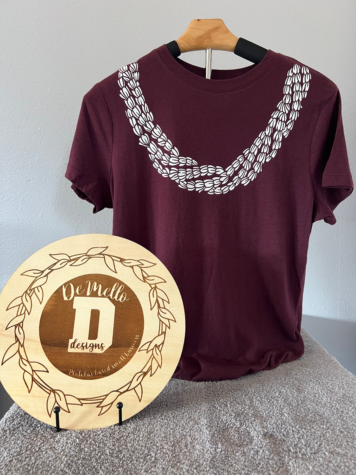 Pikake Lei on Burgundy