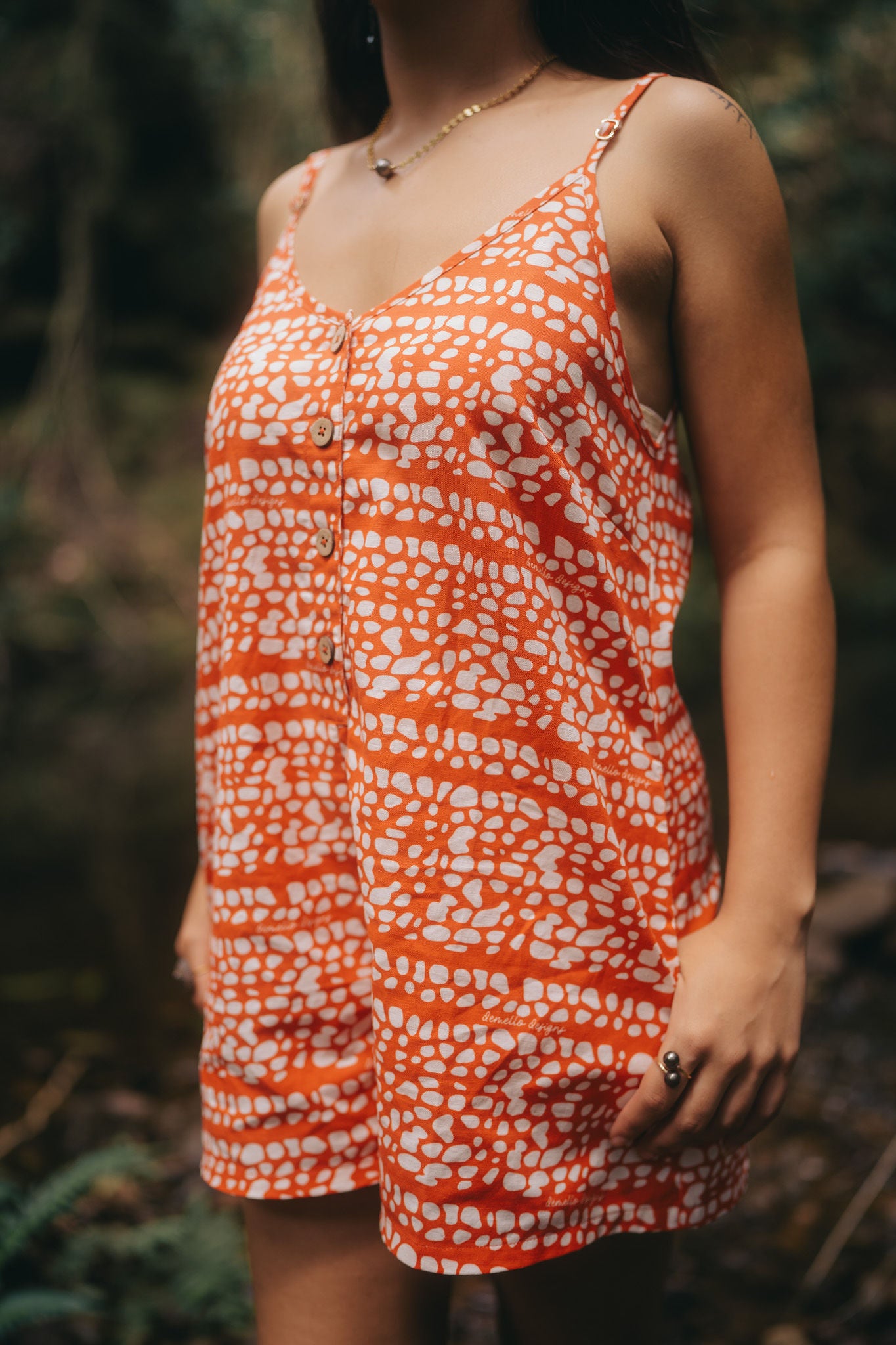Miter Lana Romper in Sunkiss Orange