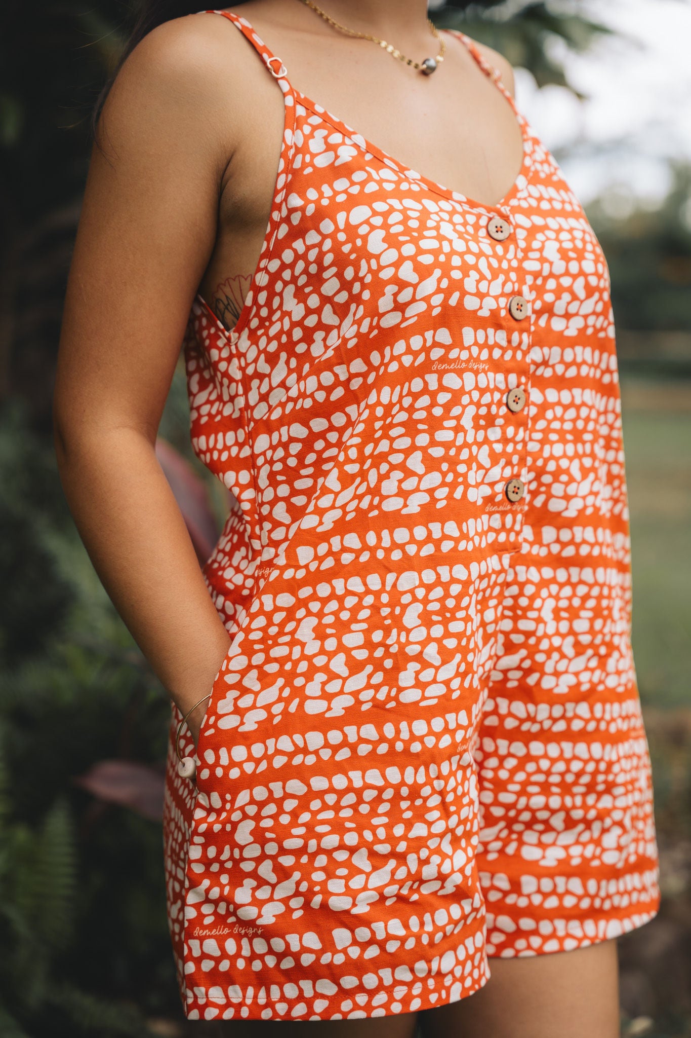 Miter Lana Romper in Sunkiss Orange