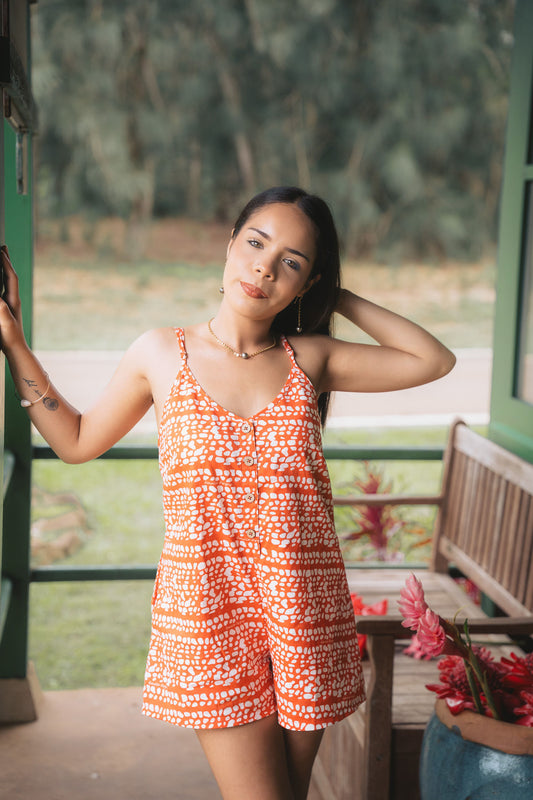 Miter Lana Romper in Sunkiss Orange