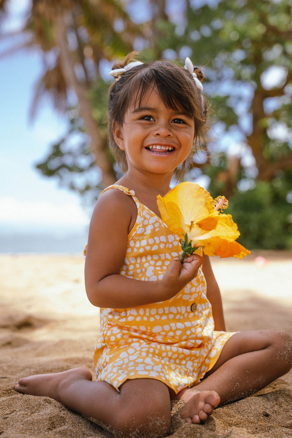 Keiki wahine Lana romper in Mello Yellow💛