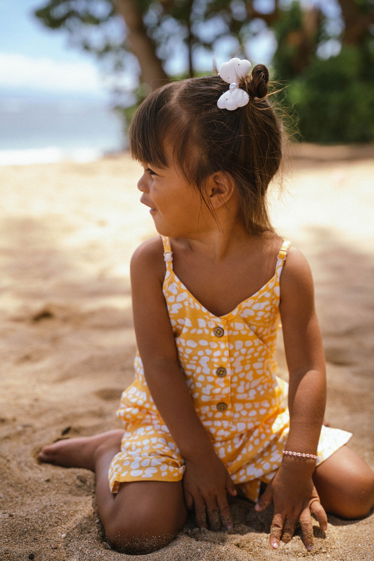 Keiki wahine Lana romper in Mello Yellow💛