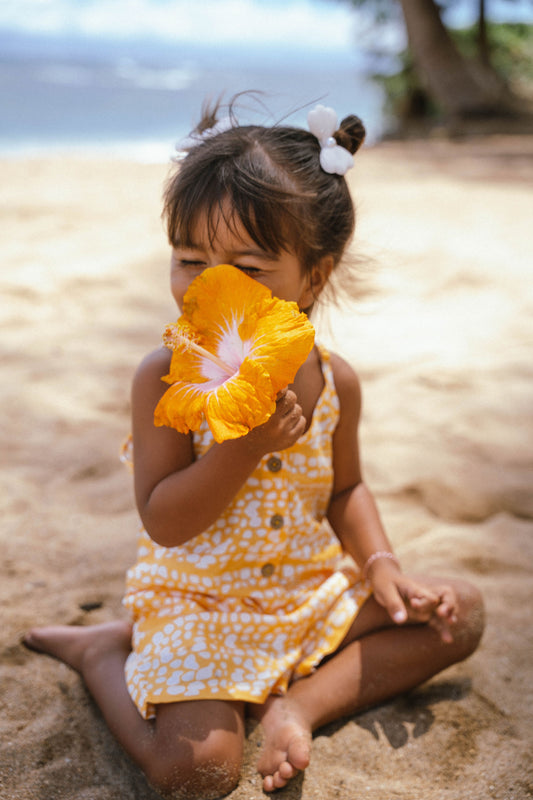 Keiki wahine Lana romper in Mello Yellow💛