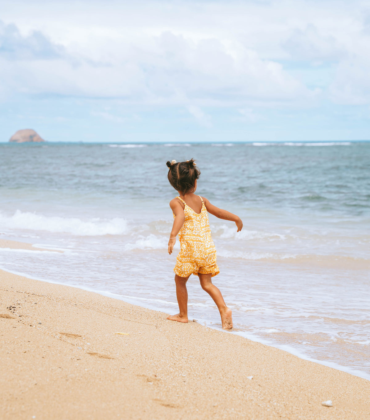 Keiki wahine Lana romper in Mello Yellow💛