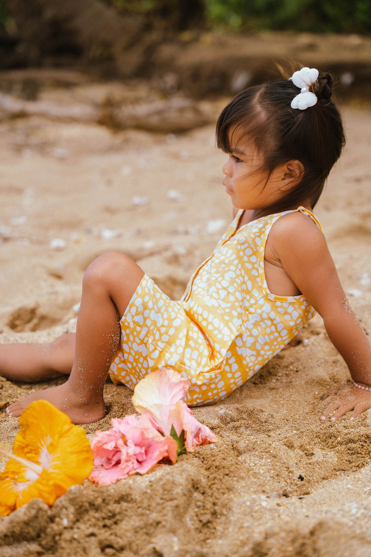 Keiki wahine Lana romper in Mello Yellow💛